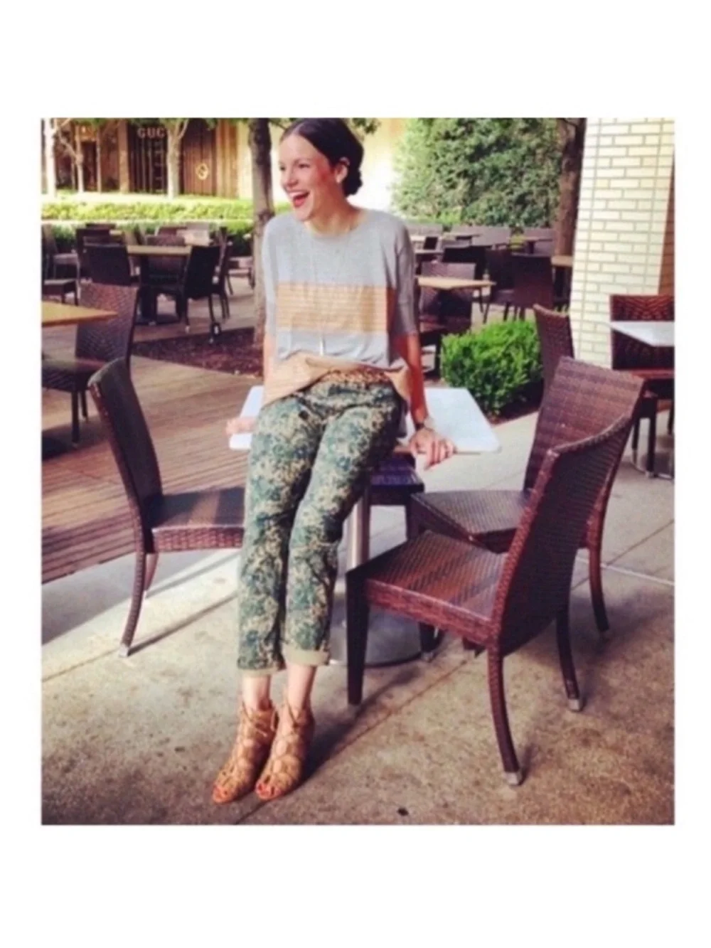 Anthropologie Hei Hei Sylvan Camo Moto Pants Sz 31 Camo Casual Ankle length